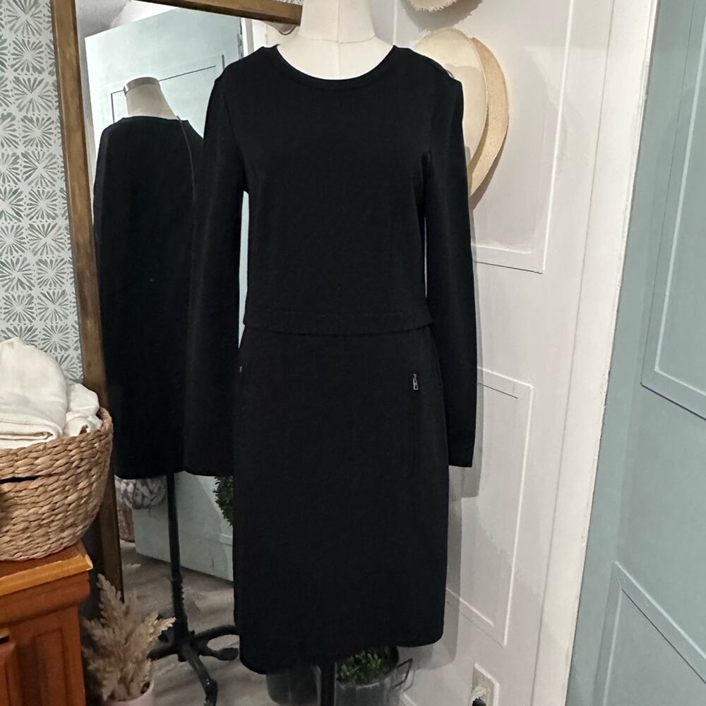 Athleta Ponte Wanderer Zip Dress Black Long Sleeve - Picture 2 of 8